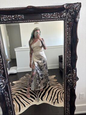 One-Shoulder Satin Maxi